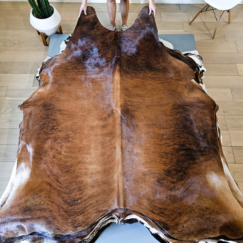 Brazilian Brindle Cowhide Rug Size 7'5" L x 6'3" W 9145