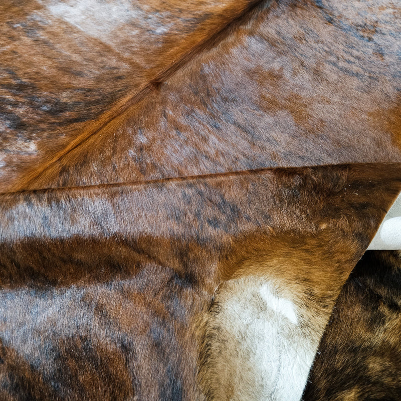 Brazilian Brindle Cowhide Rug Size 7'6" L x 6'5" W 9146