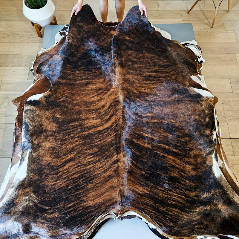 Brazilian Brindle Cowhide Rug Size 6'11" L x 6'9" W 9147