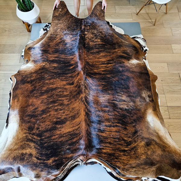 Brazilian Brindle Cowhide Rug Size 7'1" L x 6'8" W 9150