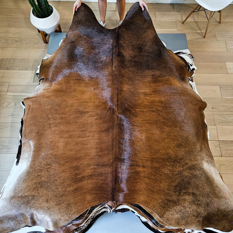 Brazilian Brindle Cowhide Rug Size 7'10" L x 7'0" W 9151