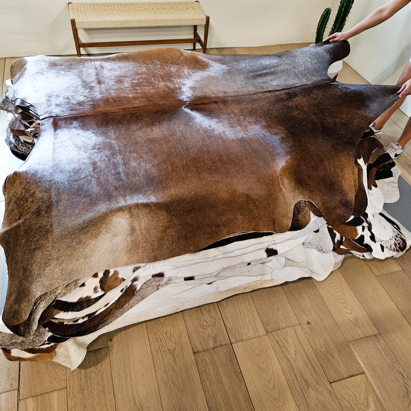 Brazilian Brindle Cowhide Rug Size 7'10" L x 7'0" W 9151