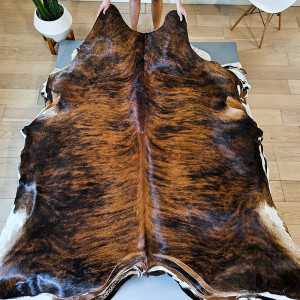 Brazilian Brindle Cowhide Rug Size 7'3" L x 6'8" W 9152