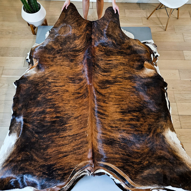 Brazilian Brindle Cowhide Rug Size 7'3" L x 6'8" W 9152