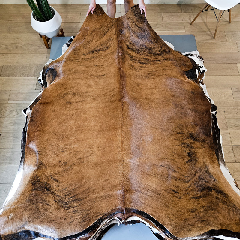 Brazilian Brindle Cowhide Rug Size 7'6" L x 6'7" W 9153