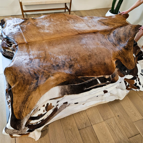 Brazilian Brindle Cowhide Rug Size 7'6" L x 6'7" W 9153