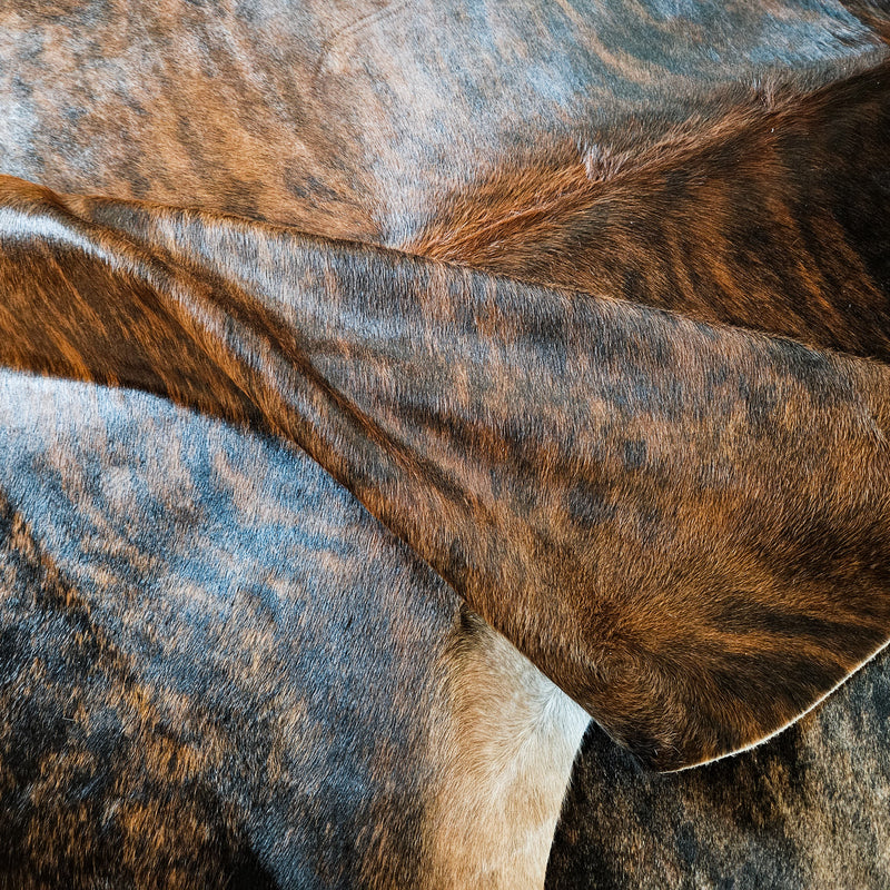 Brazilian Brindle Cowhide Rug Size 6'6" L x 6'4" W 9154