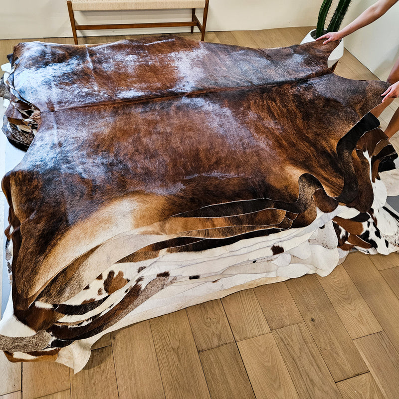 Brazilian Brindle Cowhide Rug Size 7'2" L x 6'4" W 9157