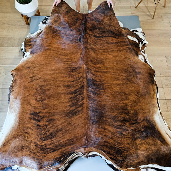 Brazilian Brindle Cowhide Rug Size 7'0" L x 6'7" W 9159