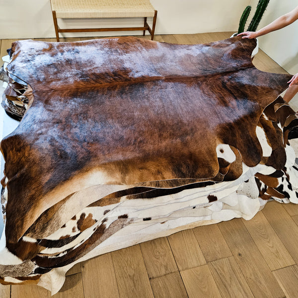 Brazilian Brindle Cowhide Rug Size 7'0" L x 6'7" W 9159