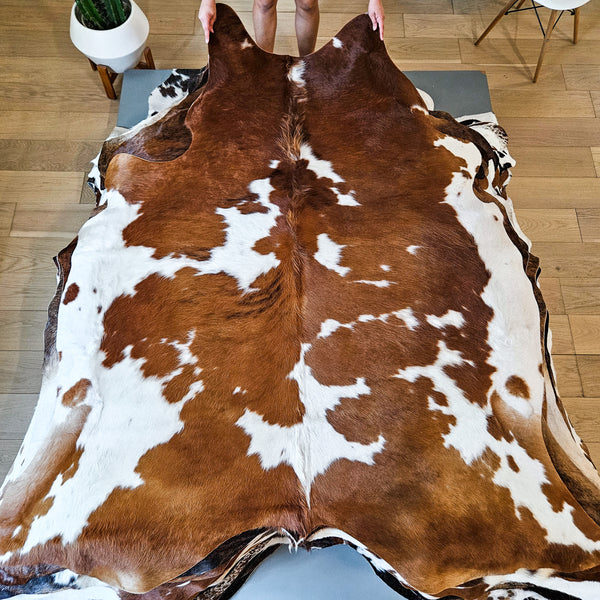 Tricolor Cowhide Rug Size 7'4" L x 6'4" W 9160