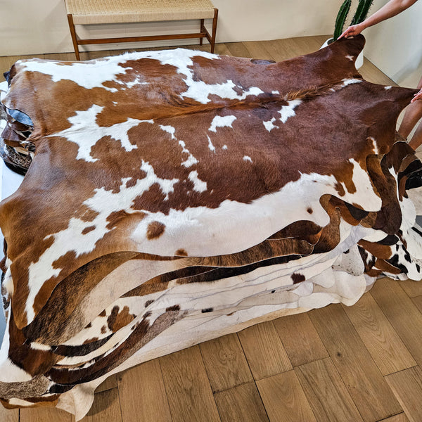 Tricolor Cowhide Rug Size 7'4" L x 6'4" W 9160