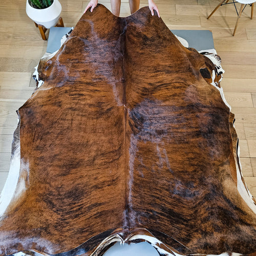 Brazilian Brindle Cowhide Rug Size 6'11" L x 6'4" W 9161