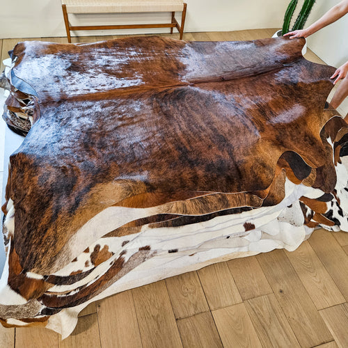 Brazilian Brindle Cowhide Rug Size 6'11" L x 6'4" W 9161