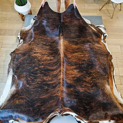 Brazilian Brindle Cowhide Rug Size 7'0" L x 6'0" W 9162