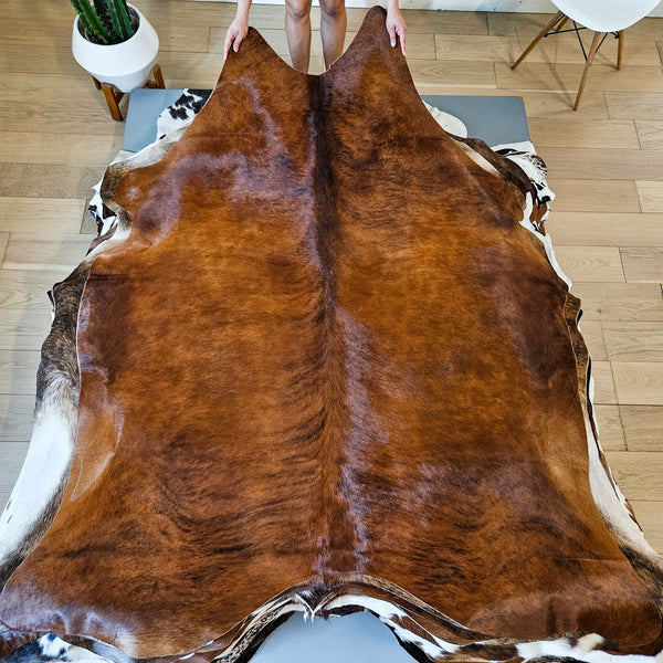 Brazilian Brindle Cowhide Rug Size 7'3" L x 6'1" W 9163