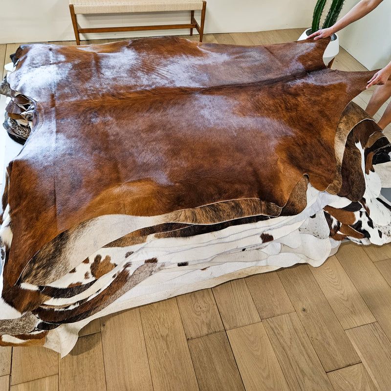 Brazilian Brindle Cowhide Rug Size 7'3" L x 6'1" W 9163