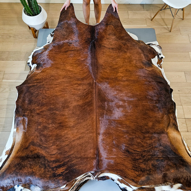 Brazilian Brindle Cowhide Rug Size 7'3" L x 6'6" W 9165