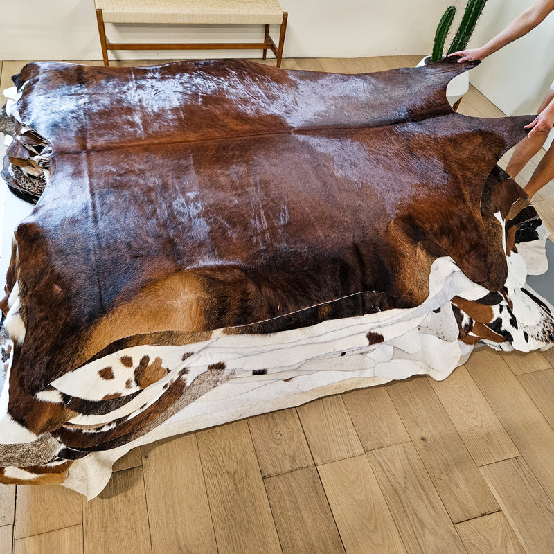 Brazilian Brindle Cowhide Rug Size 7'3" L x 6'6" W 9165