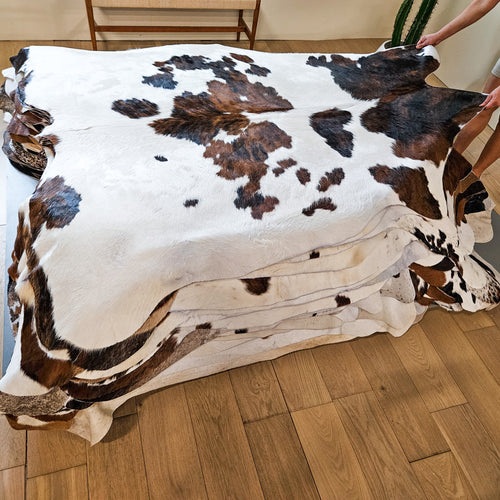 Tricolor Cowhide Rug Size 7'3" L x 6'8" W 9168