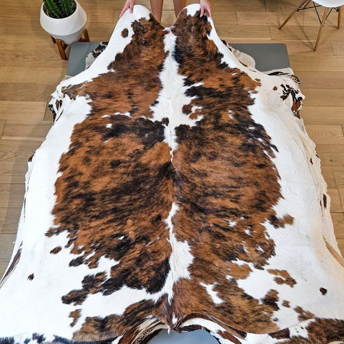 Tricolor Cowhide Rug Size 7'1" L x 6'5" W 9170