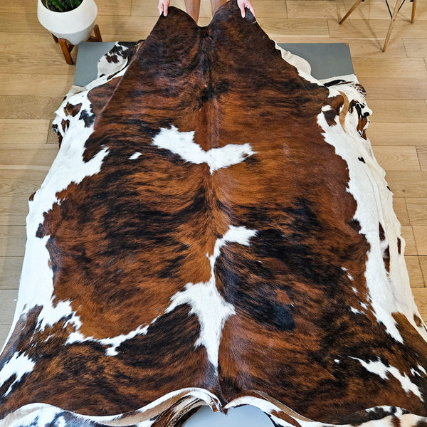 Tricolor Cowhide Rug Size 7'1" L x 6'8" W 9174