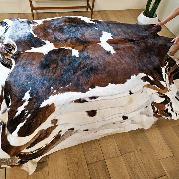 Tricolor Cowhide Rug Size 7'1" L x 6'8" W 9174