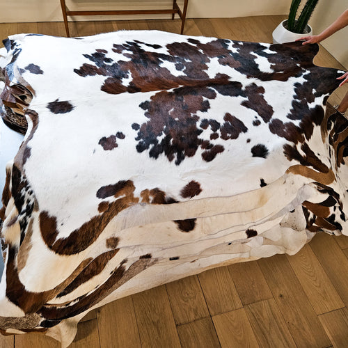 Tricolor Cowhide Rug Size 6'10" L x 6'1" W 9175