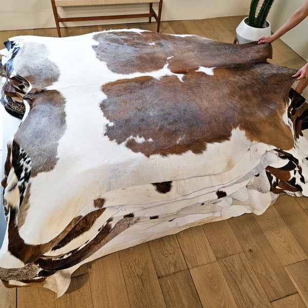 Tricolor Cowhide Rug Size 6'11" L x 7'0" W 9176