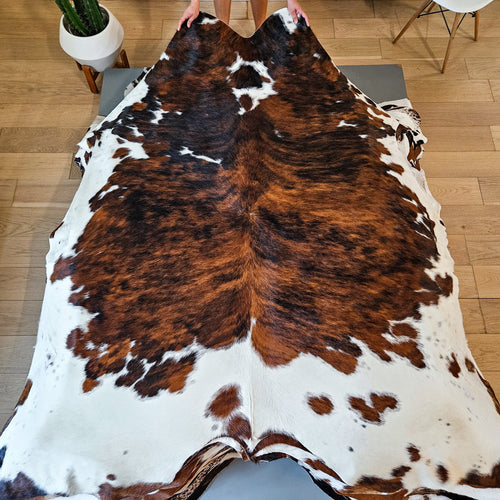 Tricolor Cowhide Rug Size 7'10" L x 7'4" W 9178