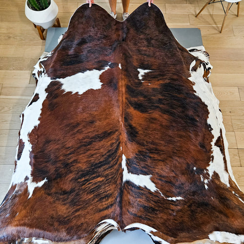 Tricolor Cowhide Rug Size 7'4" L x 6'6" W 9179