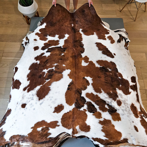 Tricolor Cowhide Rug Size 7'3" L x 6'9" W 9180