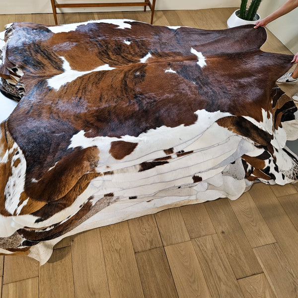 Tricolor Cowhide Rug Size 7'4" L x 6'4" W 9182