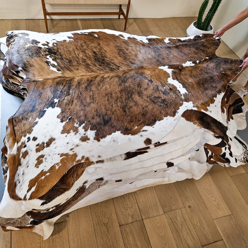 Tricolor Cowhide Rug Size 7'4" L x 6'8" W 9183