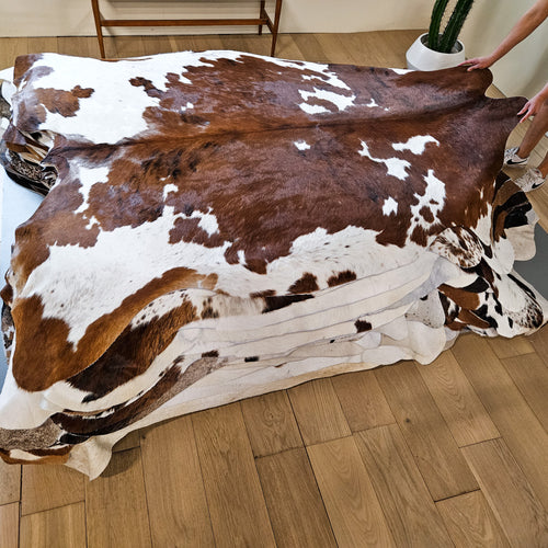 Tricolor Cowhide Rug Size 7'11" L x 6'7" W 9185