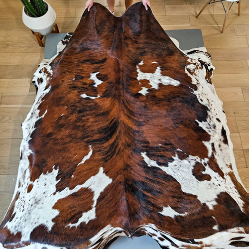 Tricolor Cowhide Rug Size 7'7" L x 7'0" W 9186