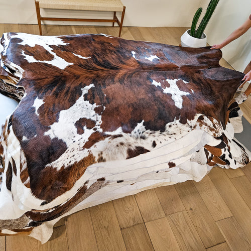 Tricolor Cowhide Rug Size 7'7" L x 7'0" W 9186