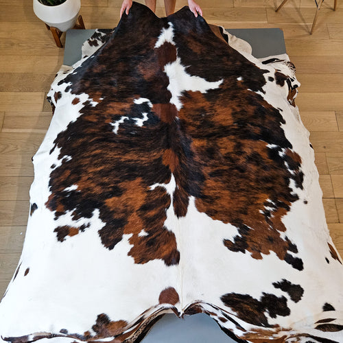 Tricolor Cowhide Rug Size 7'4" L x 7'0" W 9188