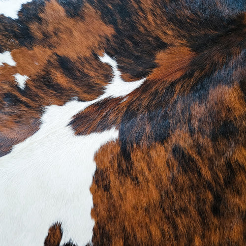 Tricolor Cowhide Rug Size 7'4" L x 7'0" W 9188