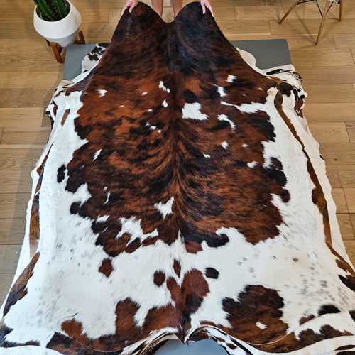 Tricolor Cowhide Rug Size 7'2" L x 6'8" W 9189