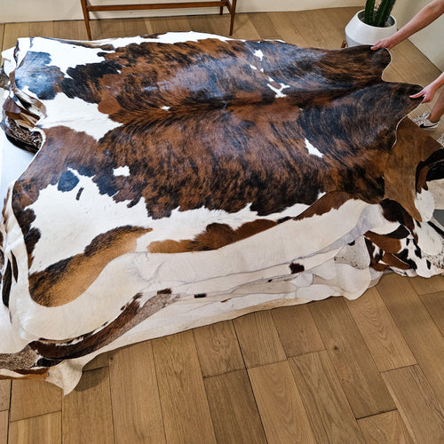 Tricolor Cowhide Rug Size 6'11" L x 6'4" W 9190