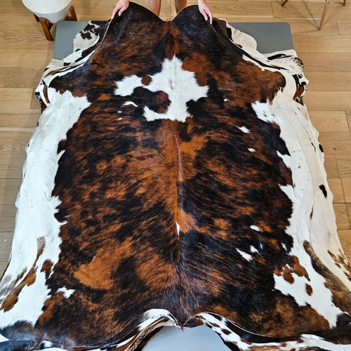 Tricolor Cowhide Rug Size 6'11" L x 5'10" W 9194