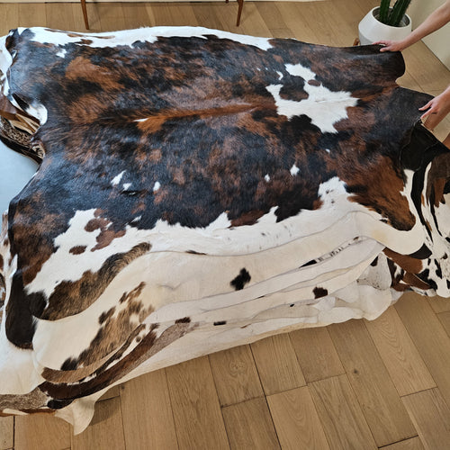 Tricolor Cowhide Rug Size 6'11" L x 5'10" W 9194