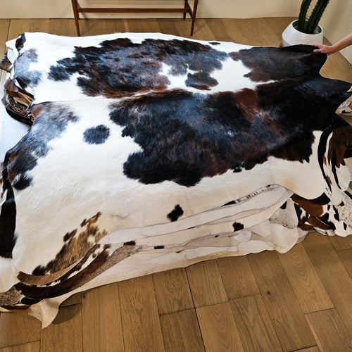 Tricolor Cowhide Rug Size 7'2" L x 7'0" W 9195