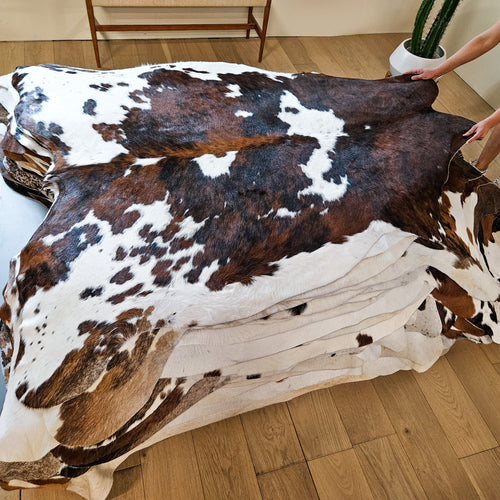 Tricolor Cowhide Rug Size 6'10" L x 6'5" W 9197