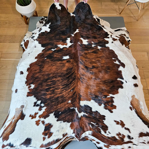 Tricolor Cowhide Rug Size 7'1" L x 6'1" W 9304