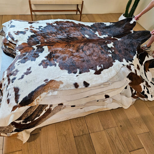 Tricolor Cowhide Rug Size 7'1" L x 6'1" W 9304