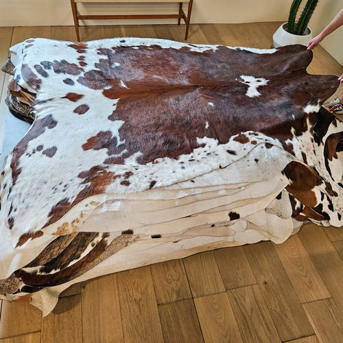 Tricolor Cowhide Rug Size 6'11" L x 6'1" W 9305