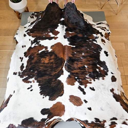 Tricolor Cowhide Rug Size 7'1" L x 6'5" W 9310