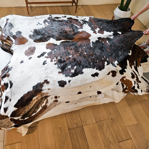 Tricolor Cowhide Rug Size 7'1" L x 6'5" W 9310